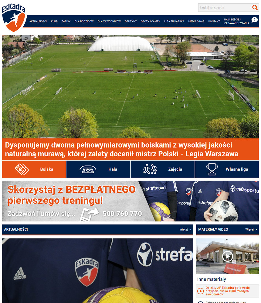 Portal sportowy EsKadra - zrzut ekranu 1. Portal sportowy EsKadra - zrzut ekranu 1.