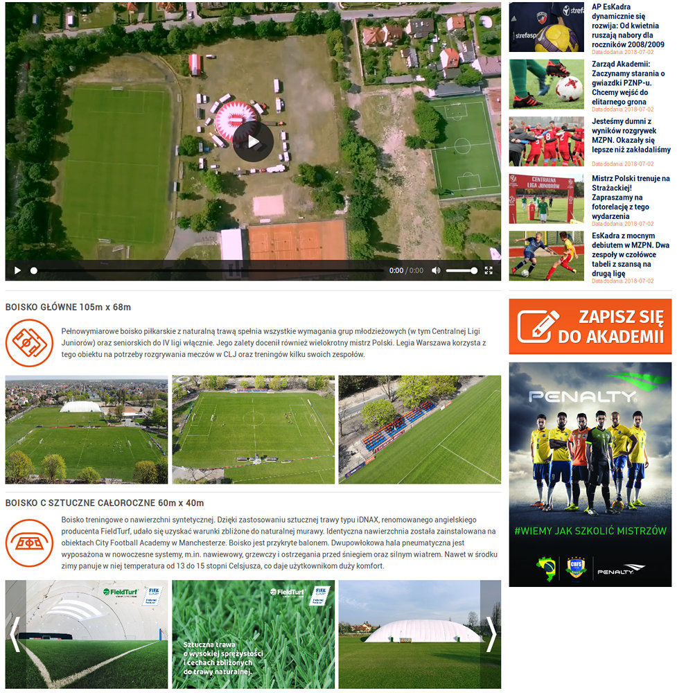 Portal sportowy EsKadra - zrzut ekranu 2. Portal sportowy EsKadra - zrzut ekranu 2.