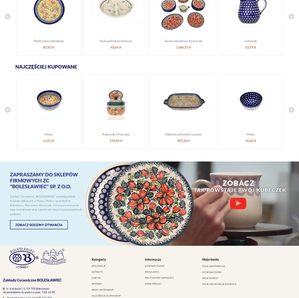 Sklep internetowy Zakłady ceramiczne Bolesławiec - zrzut ekranu 2. Sklep internetowy Zakłady ceramiczne Bolesławiec - zrzut ekranu 2.